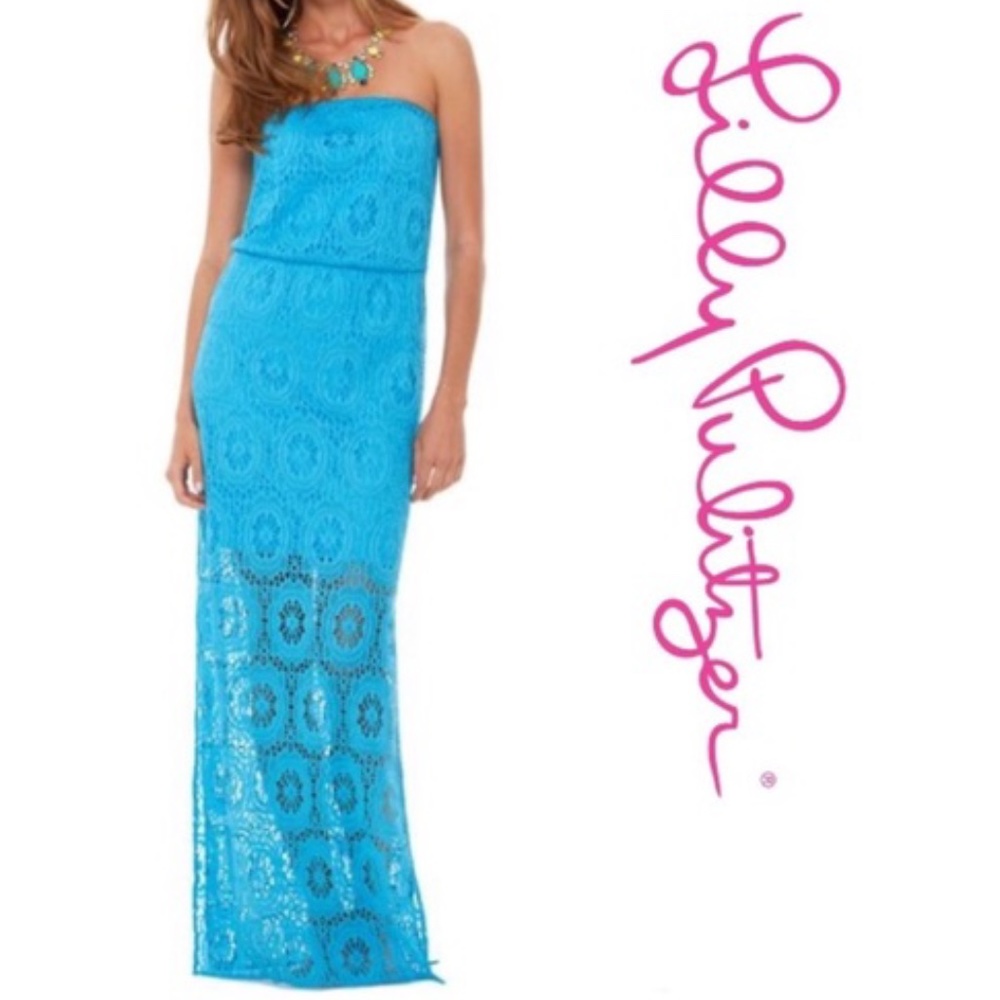 Lilly Pulitzer Emmett Ariel Blue Lace Maxi Dress